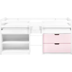 1-Persoons Bedden-Beliani SUSVILLE - Kinderbed - Wit/Roze - 90 x 200 cm - Rubberhout