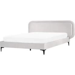 2-Persoons Bedden-Beliani SUZETTE - Tweepersoonsbed - Lichtgrijs - 160 x 200 cm - Polyester