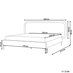 2-Persoons Bedden-Beliani SUZETTE - Tweepersoonsbed - Lichtgrijs - 160 x 200 cm - Polyester