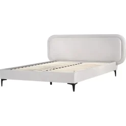 2-Persoons Bedden-Beliani SUZETTE - Tweepersoonsbed - Lichtgrijs - 160 x 200 cm - Polyester