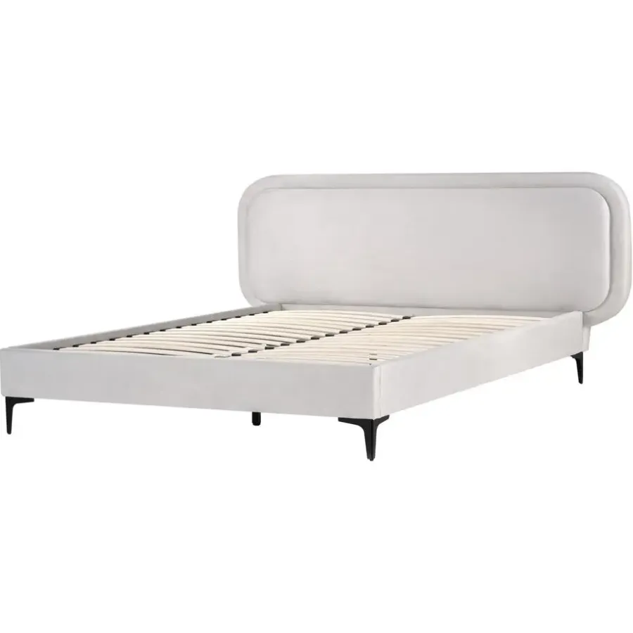 2-Persoons Bedden-Beliani SUZETTE - Tweepersoonsbed - Lichtgrijs - 160 x 200 cm - Polyester