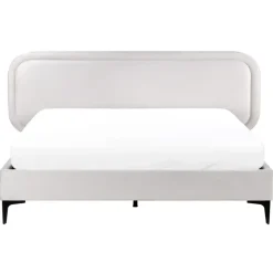 2-Persoons Bedden-Beliani SUZETTE - Tweepersoonsbed - Lichtgrijs - 160 x 200 cm - Polyester