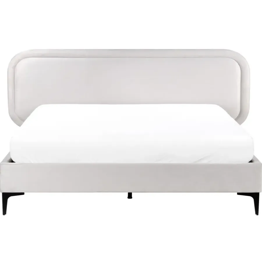2-Persoons Bedden-Beliani SUZETTE - Tweepersoonsbed - Lichtgrijs - 160 x 200 cm - Polyester