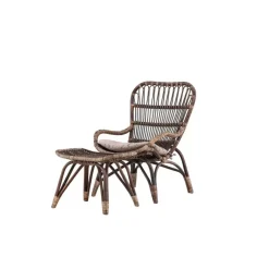 Tuinstoelen-Svea - Leila loungestoel - donker walnoot - rattan