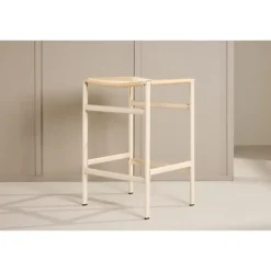 Barkrukken-Svea - Polsty barkruk 63 cm - rattan - beige
