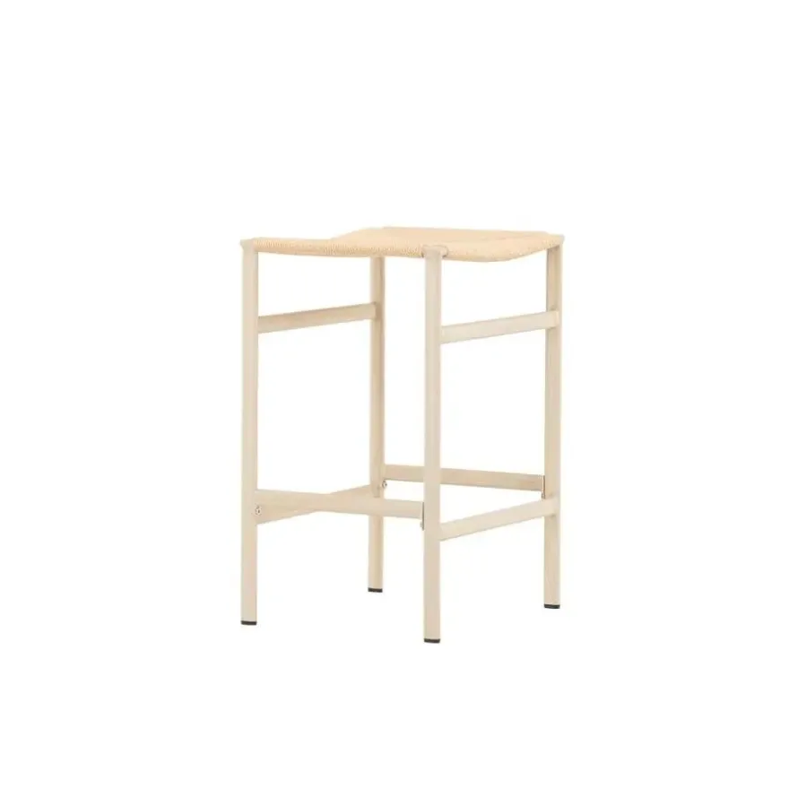 Barkrukken-Svea - Polsty barkruk 63 cm - rattan - beige