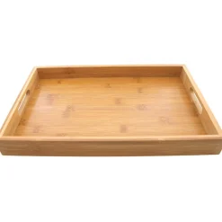 Dienbladen-Svenska Living Dienblad - vierkant - bamboe - handvatten - 38 cm