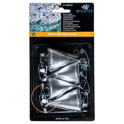 Merkloos Tafelkleedgewichtjes kegels - 4x - zilver - 7 cm - Tuin