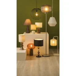 Leen Bakker Tafellamp Fenne - beige stof/metaal - E27 - 58x23x20 cm