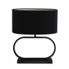Tafellampen-Light & Living Tafellamp Jamiro/Velours Ovaal - Zwart/Zwart - Ø17,5x48,5cm