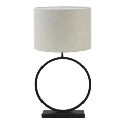 Light & Living Tafellamp Liva/Livigno - Zwart/Naturel - Ø40x78,5cm