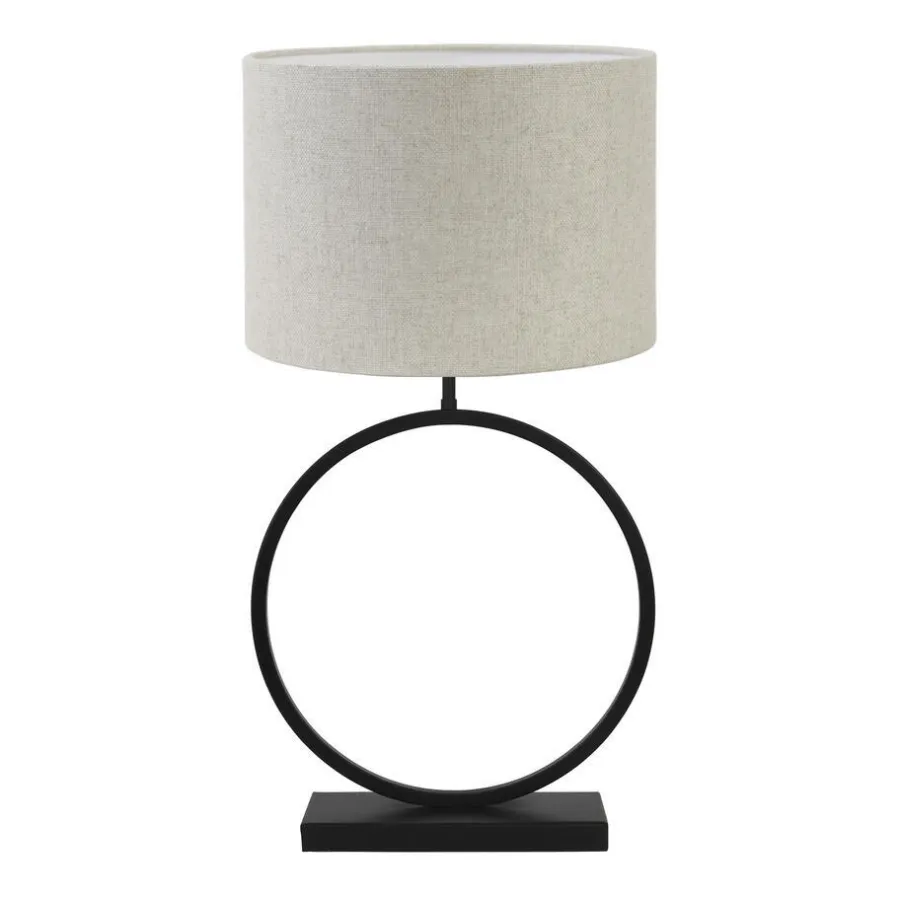 Light & Living Tafellamp Liva/Livigno - Zwart/Naturel - Ø40x78,5cm