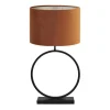 Tafellampen-Light & Living Tafellamp Liva/Velours - Zwart/Terra - Ø40x78,5cm