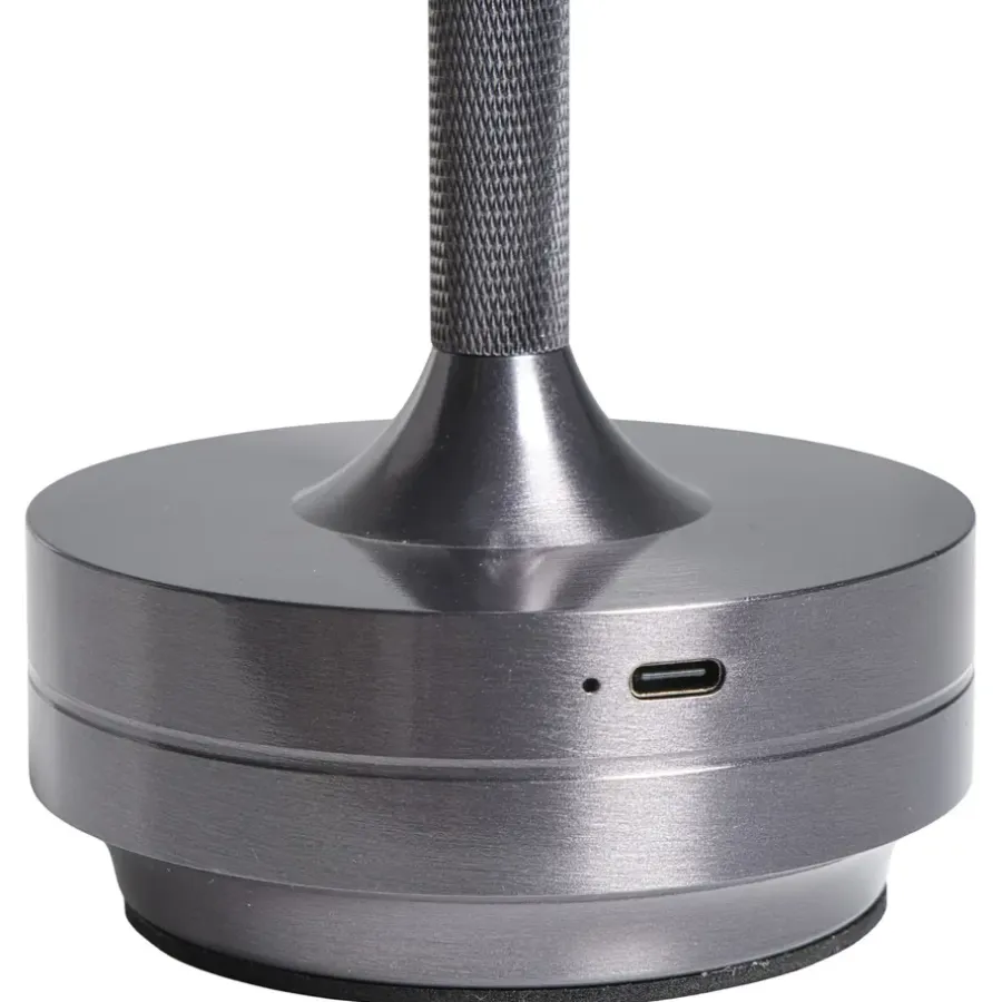 Leen Bakker Tafellamp Lux gunmetal USB LED - 27,5x13x13 cm
