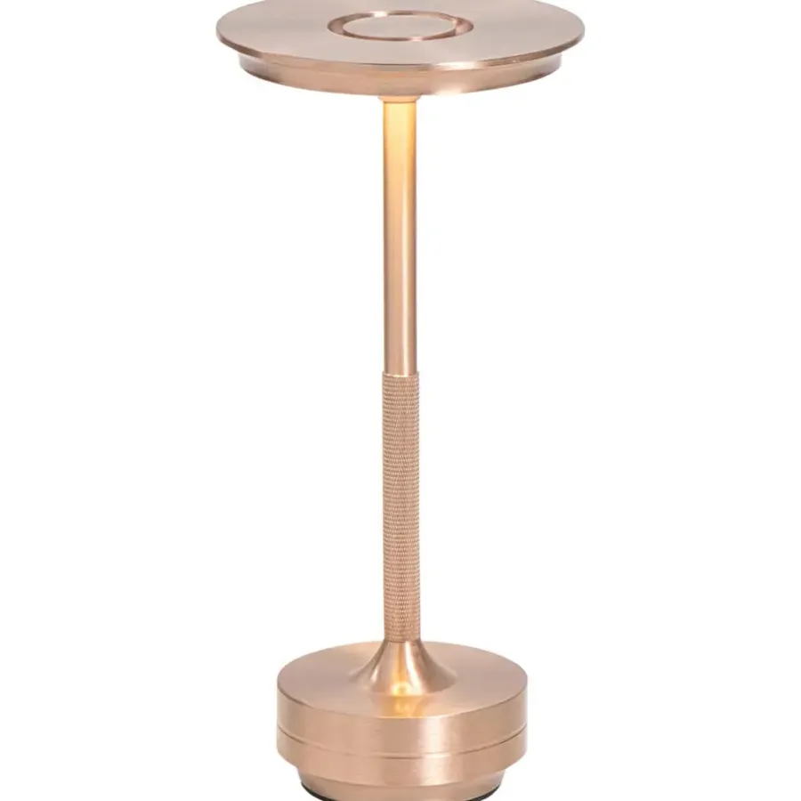 Leen Bakker Tafellamp Lux rosegoud USB LED - 27,5x13x13 cm