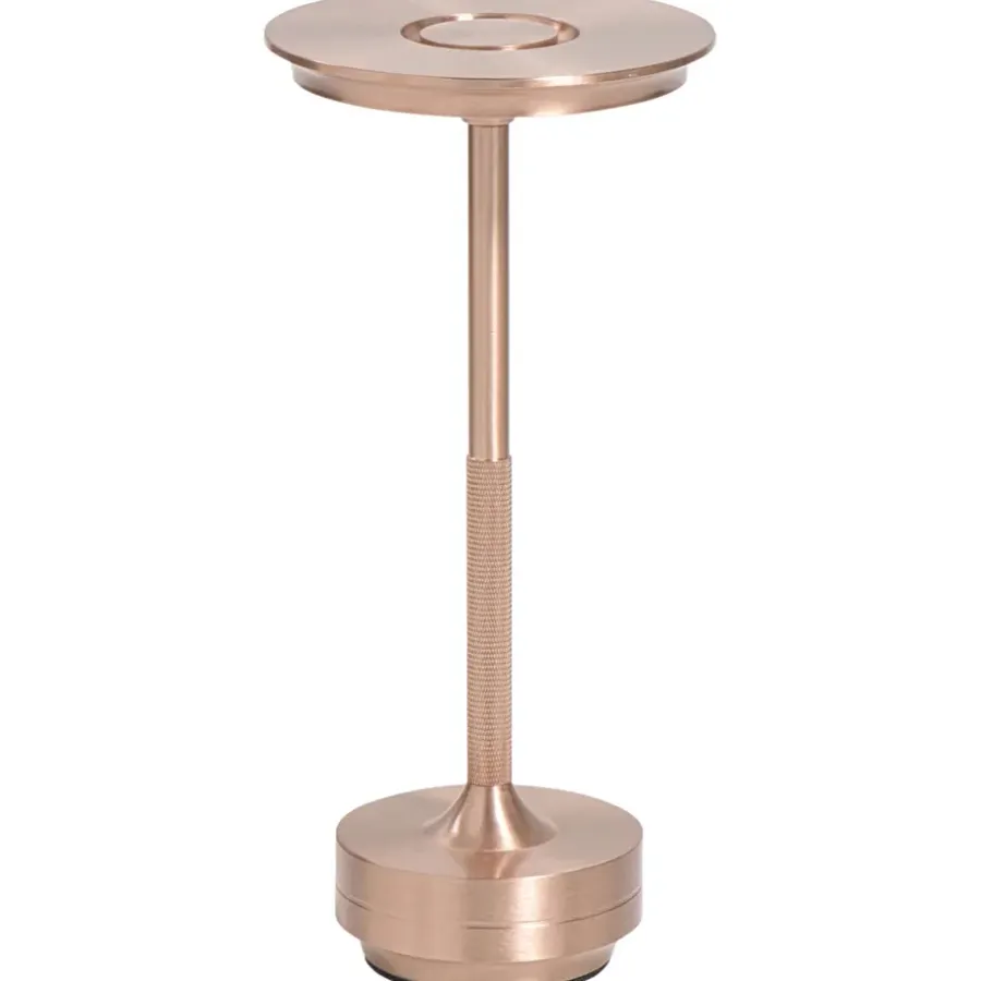 Leen Bakker Tafellamp Lux rosegoud USB LED - 27,5x13x13 cm