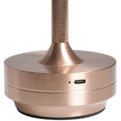 Leen Bakker Tafellamp Lux rosegoud USB LED - 27,5x13x13 cm
