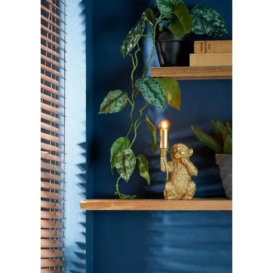 Light & Living Tafellamp Monkey - Goud - 13x12,5x23,5cm