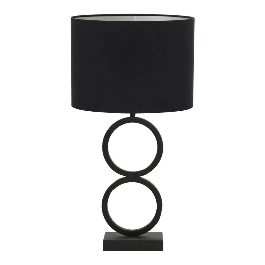 Light & Living Tafellamp Stelios/Velours Ovaal - Zwart/Zwart - Ø15x62cm
