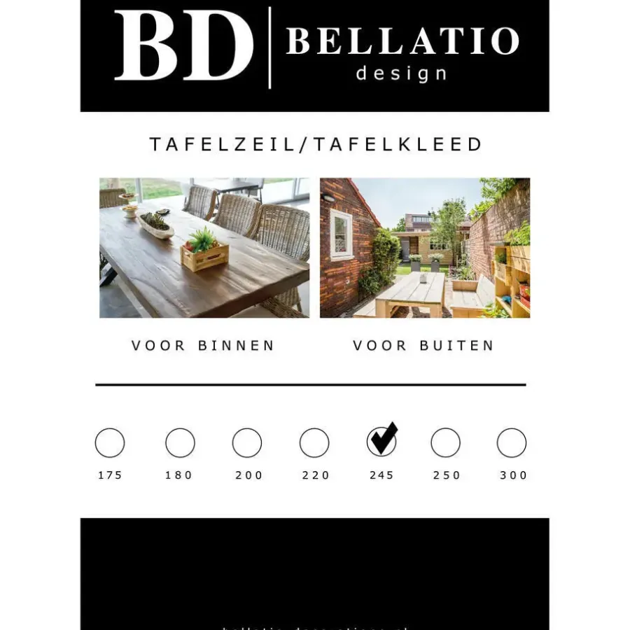 Tafelzeilen-Bellatio Design Tafelzeil - buiten - steigerhout motief - grijs - 140 x 245 cm