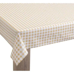 Leen Bakker Tafelzeil Linda - geel/wit ruit - 140cm