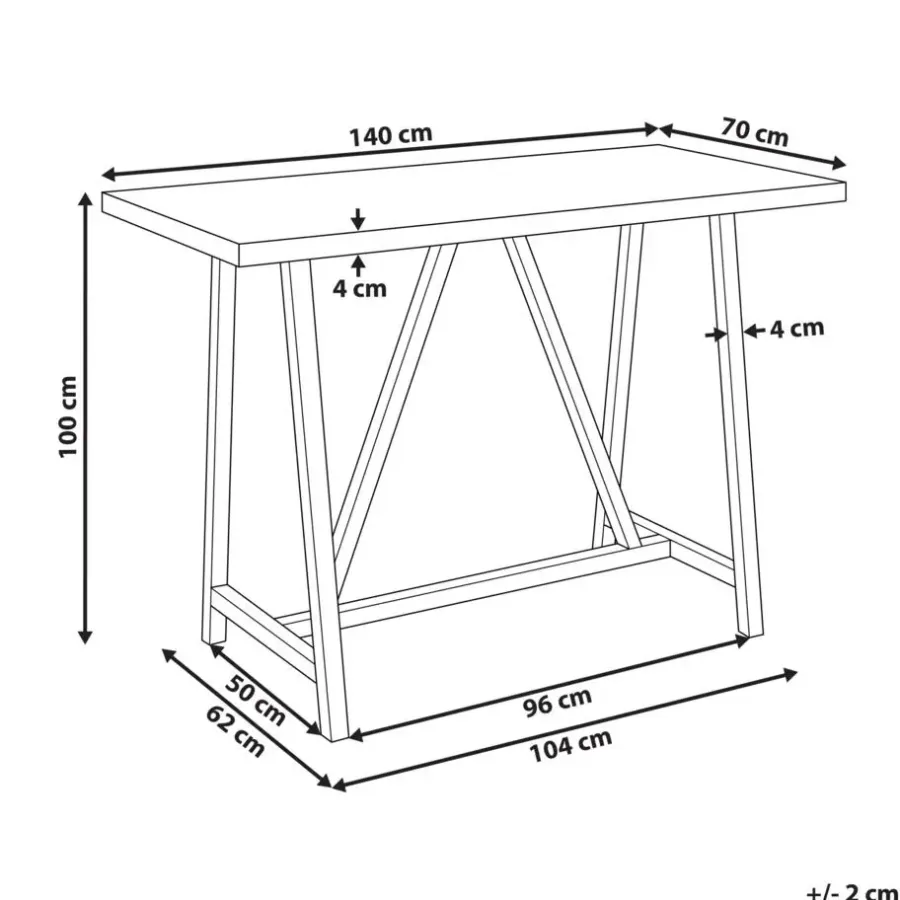 Bartafels-Beliani TALAMONE - Tuintafel - Lichthout/Grijs - 140 x 70 cm - Vezelcement