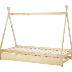 Beliani TALMONTIERS - Onderschuifbed - Lichtbruin - 90 x 200 cm - Grenenhout
