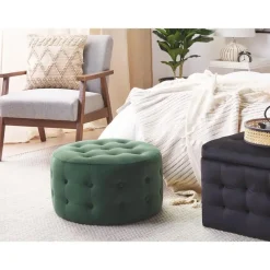 Poefen-Beliani TAMPA - Poef - Groen - 55 cm - Fluweel