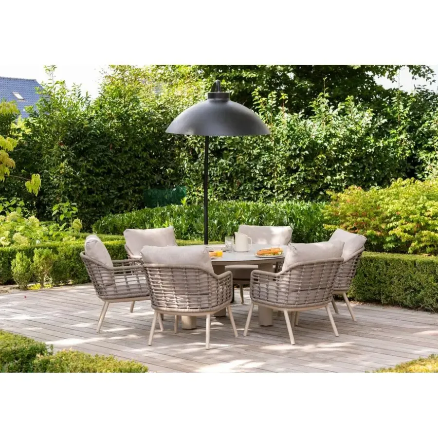 Tuintafels-4-Seasons Outdoor Taste Donato low dining tuintafel Ø160 cm. - Latte