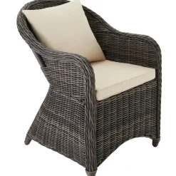 Tuinstoelen-tectake ® - 2 Luxe wicker stoelen - Fauteuils - zachte kussens - grijs - 403682