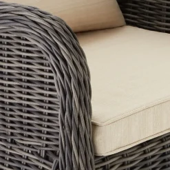 Tuinstoelen-tectake ® - 2 Luxe wicker stoelen - Fauteuils - zachte kussens - grijs - 403682