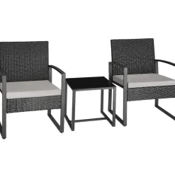 Bistro- & Balkonsets-tectake - balkonset Granada - wicker - zwart