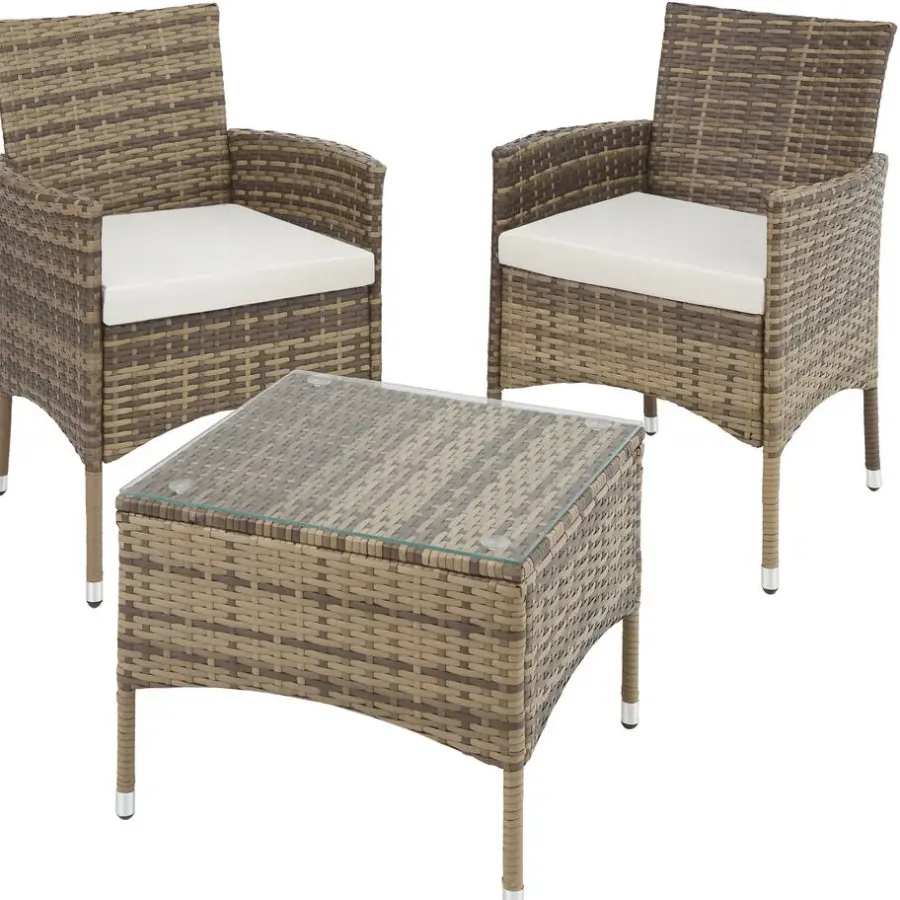 tectake - bistroset Luzern - wicker - natuurkleur
