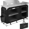 Barbecues En Accessoires-tectake - Campingkeuken 116x52x107cm, Zwart