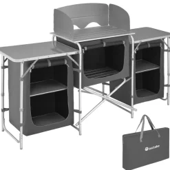 tectake - Campingkeuken 172x52x104cm, Grijs