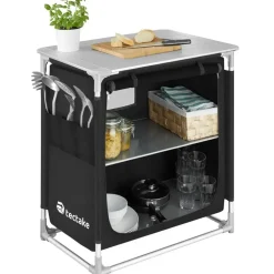 tectake - Campingkeuken 76x53,5x107cm, Zwart