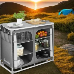Barbecues En Accessoires-tectake - Campingkeuken 97x47,5x78cm, Grijs