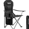 tectake - Gestoffeerde campingstoel MTX, opvouwbaar, met bekerhouder, Zwart