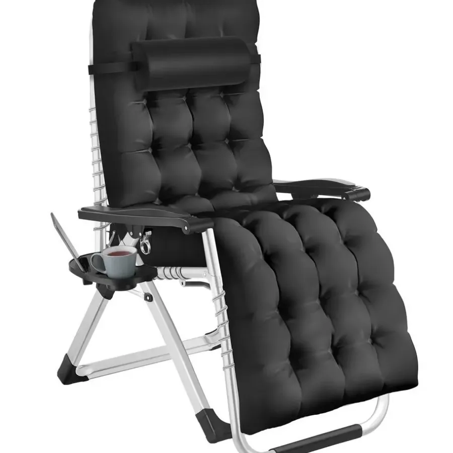 Kamperen En Outdoor-tectake - Ligbed Cloud inklapbaar, traploos verstelbaar, Zwart