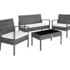 Loungesets-tectake - loungeset - bank, stoelen en tafel - wicker - grijs