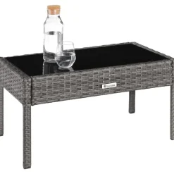 Loungesets-tectake - loungeset - bank, stoelen en tafel - wicker - grijs