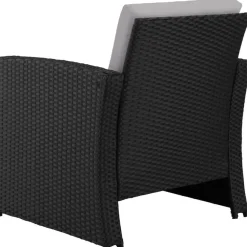 tectake - loungeset - wicker - zwart grijs