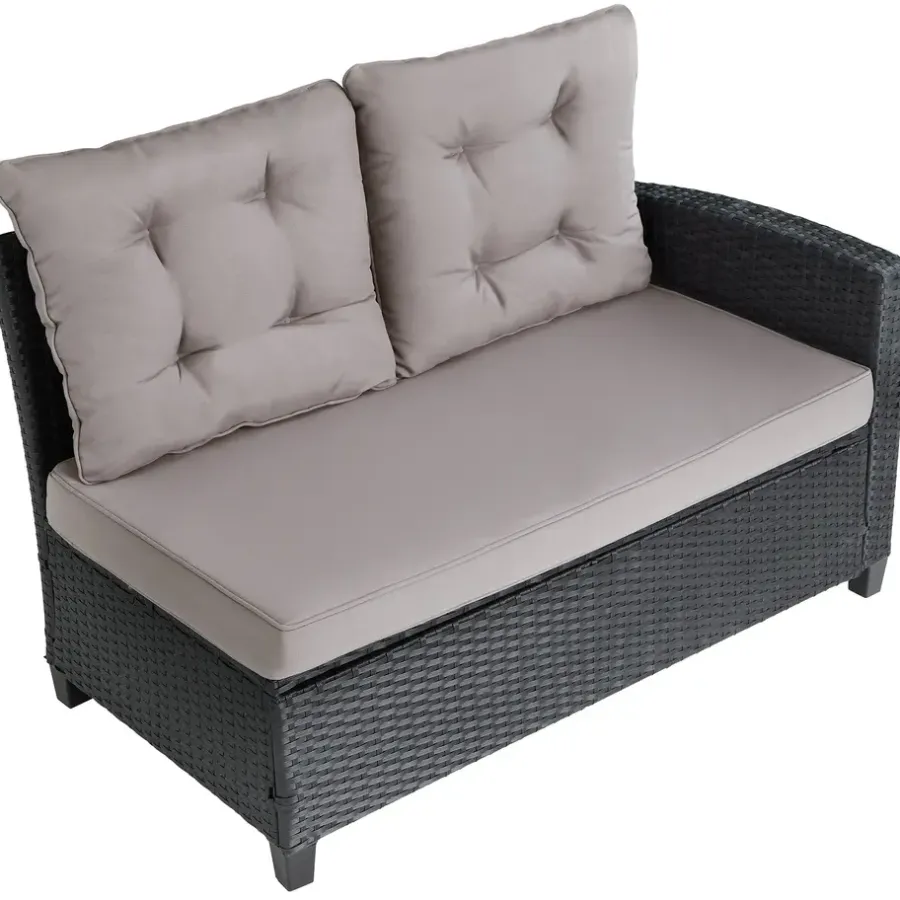 Loungesets-tectake - loungeset Catania - wicker - zwart