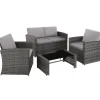 Loungesets|Loungesets-tectake - loungeset Lucca - 1 bank/2 stoelen/1 tafel - grijs