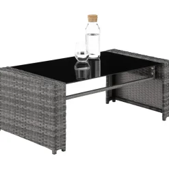 Loungesets|Loungesets-tectake - loungeset Lucca - 1 bank/2 stoelen/1 tafel - grijs