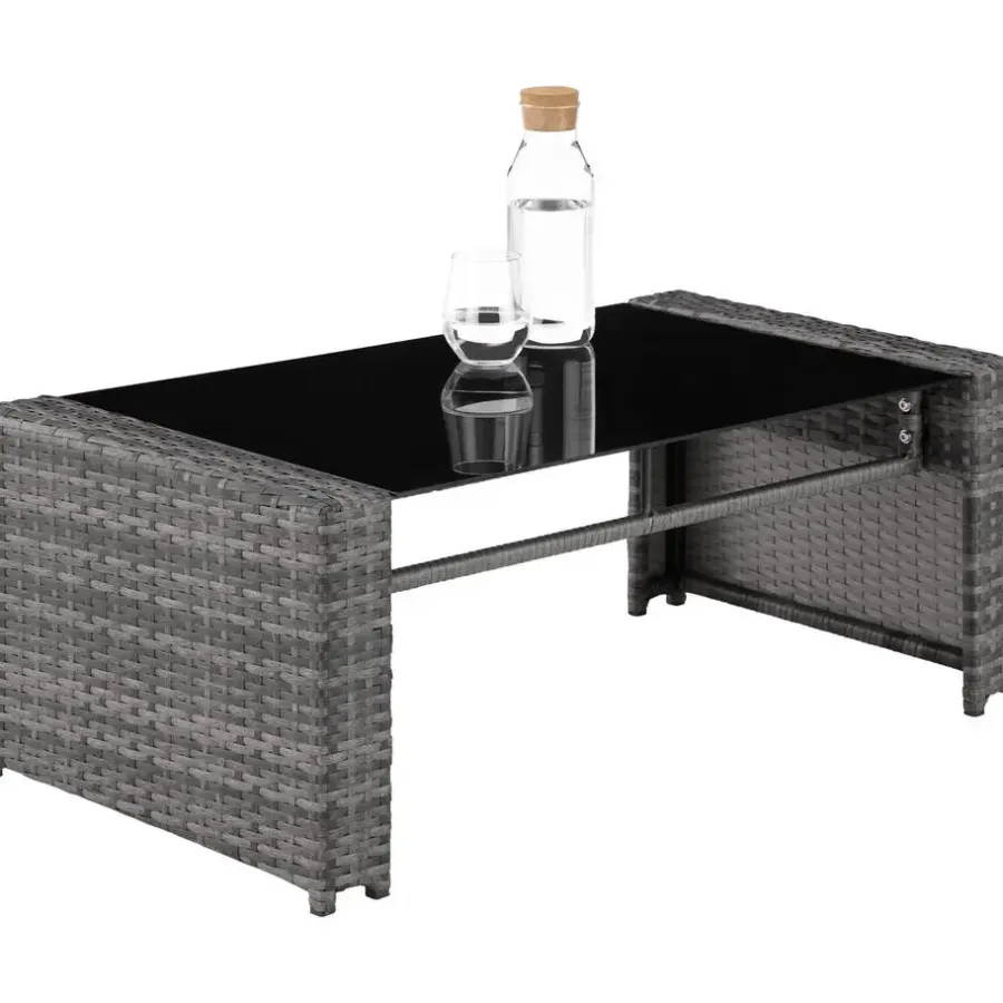 Loungesets|Loungesets-tectake - loungeset Lucca - 1 bank/2 stoelen/1 tafel - grijs