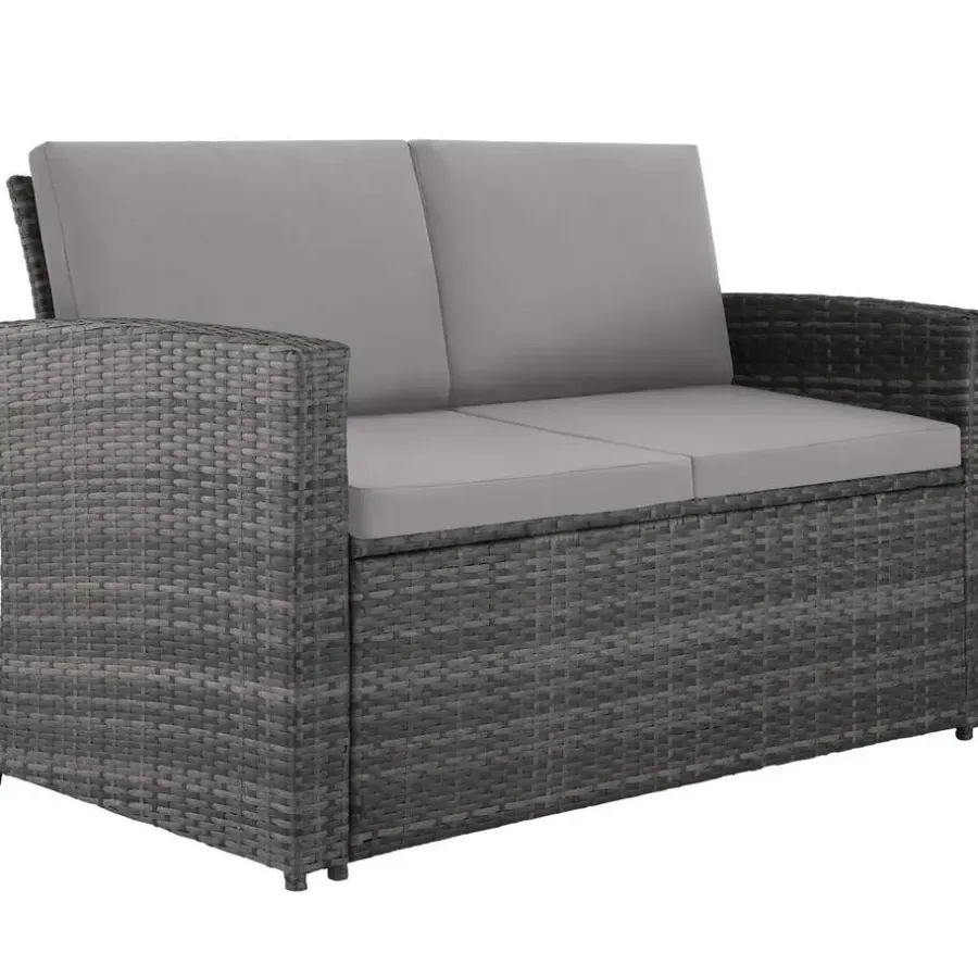 Loungesets|Loungesets-tectake - loungeset Lucca - 1 bank/2 stoelen/1 tafel - grijs