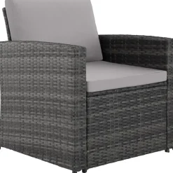 Loungesets|Loungesets-tectake - loungeset Lucca - 1 bank/2 stoelen/1 tafel - grijs