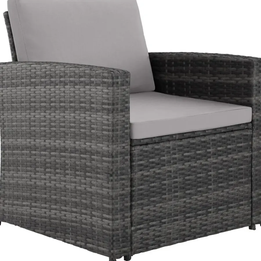 Loungesets|Loungesets-tectake - loungeset Lucca - 1 bank/2 stoelen/1 tafel - grijs