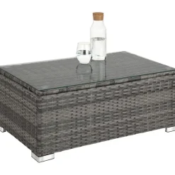 Loungesets-tectake - Loungeset Pisa met opbergbox kussens - wicker - grijs